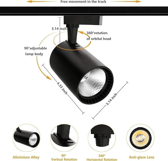 Black J&L Type Track Lighting Complete Kit, 25 W Plug in LED Lighting Complete Kits 24 Packs Extra Brightness 4000K Natural Light with Extra 26.24FT Track Rails