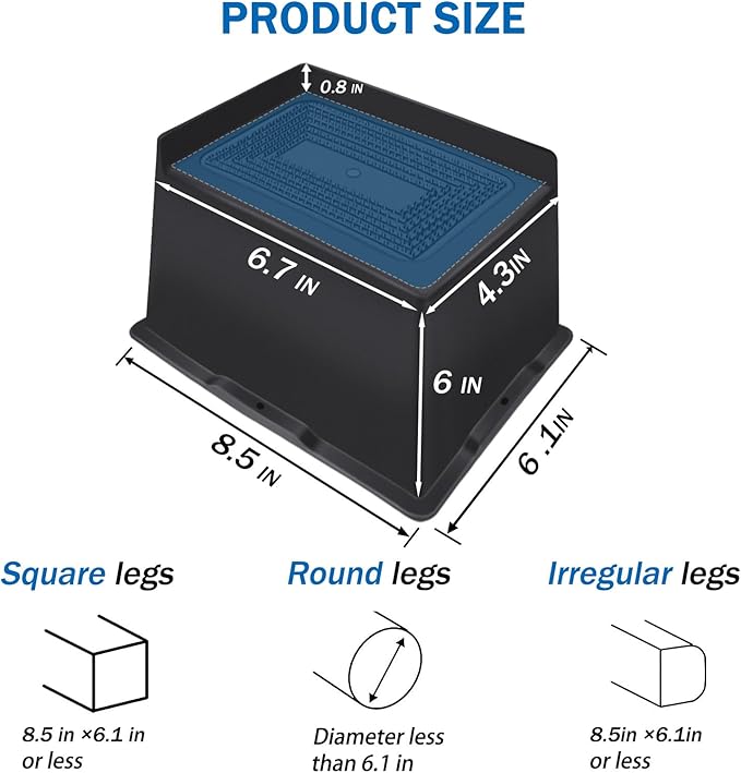 Bed Risers 6 Inch Heavy Duty,Oversized Couch Risers, Extra Wide Furniture Risers for Sofa Table Desk Headboard Chair Lifting,Rectangle Risering Blocks Support 6000 lbs(6 Pack Black)