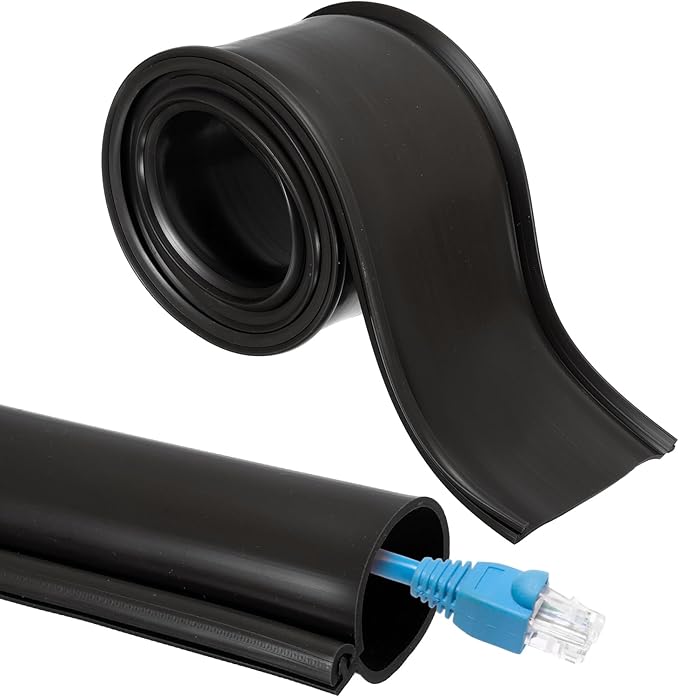 MECCANIXITY 3.3ft Cable Management Sleeve, 1.2 Inch ID Flexible Cord Wires Hider Cover Insulation Snap-fit Protector for Substation, High-Voltage Electrical Networks, Black