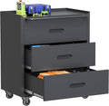 Metal Garage Storage Cabinet with Wheels, Lockable Rolling Tool Cabinet with 3 Drawers, Heavy Duty Mobile Steel Cabinet for Garage Warehouse Workshop