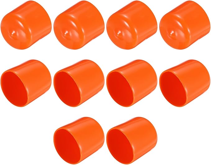uxcell 10pcs Rubber End Caps 25mm(1") ID Vinyl Round End Cap Cover Screw Thread Protectors,Orange