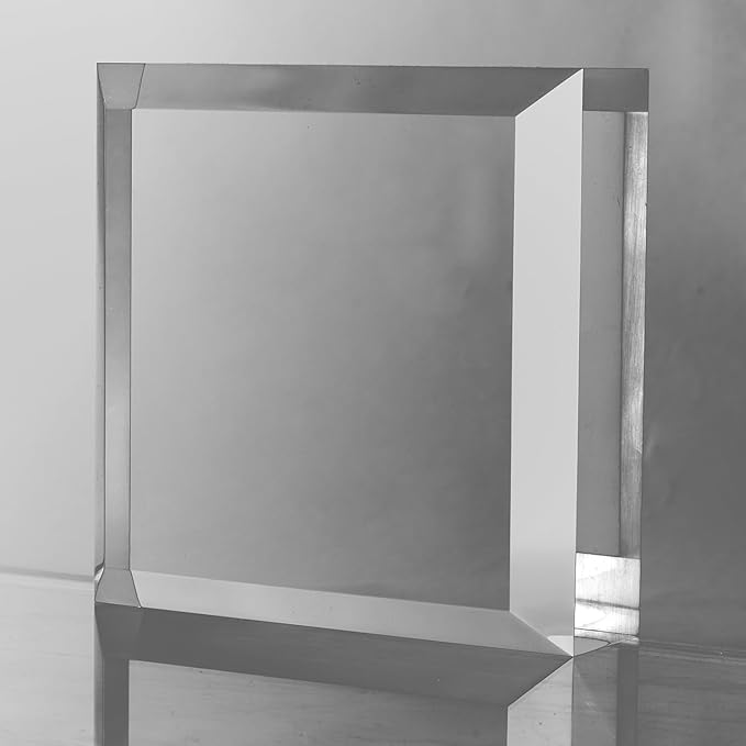 CiaoHER 2in Thickness Beveled Solid Acrylic Display Block Clear Polished Pedestal Stand Riser Solid Base (6x6)