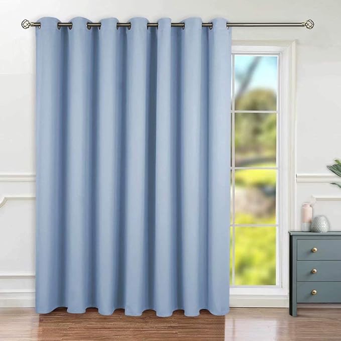 BGment Fashion Sliding Door Curtain 100 X 84 Inches, Wide Thermal Blackout Curtains Room Darkening Room Divider Window Curtain, 1 Panel, Spa Blue, 84 Length X Wide 100