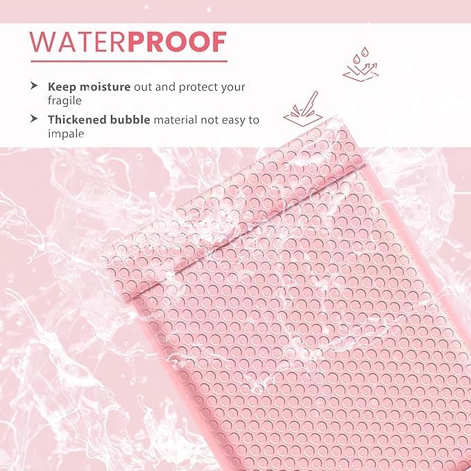 Light Pink 10x13 Inch Poly Bubble Mailers |Self Seal Padded Envelopes for Thick books | Cushioned Bubble Mailer | Usable Size 9.5x13 Inch | Waterproof Lightweight Mailing Shipping Bags | 100 Pack Bulk