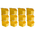 Multi Recycling Bin System with Twelve Stacking 6 Gallon Bins with Carrying Handles, Stackable and Compact for Offices, Homes, Garages, Businesses - (Yellow, 12 Pack)