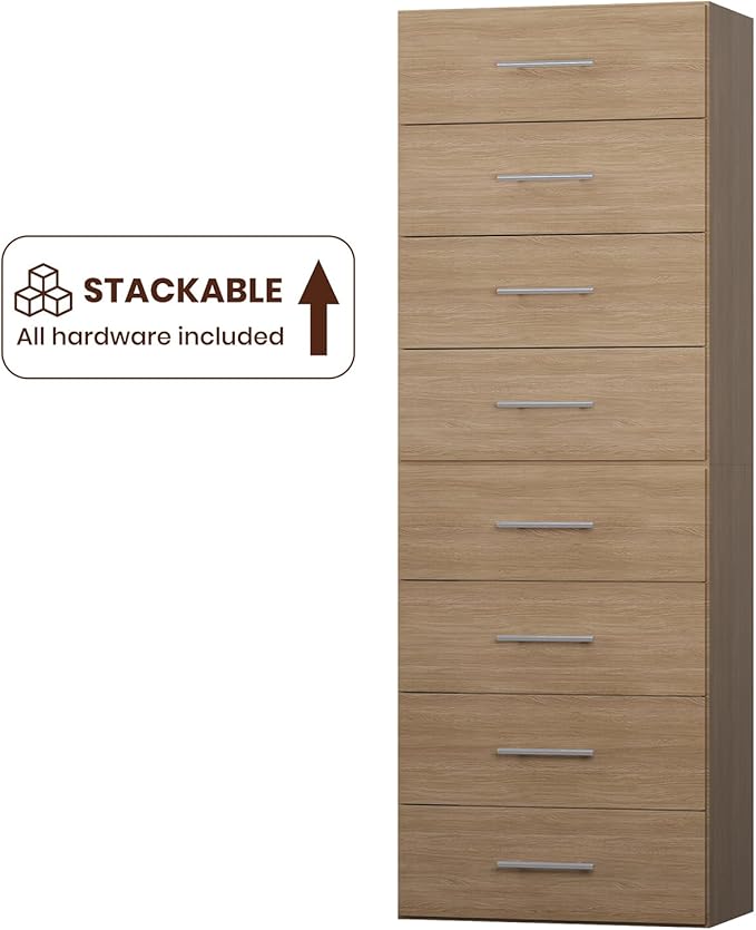 ROOMTEC 31.5" 4 Drawer Short Tower Closet Unit, Modular Closet System with Drawers and Shelf, Wardrobe Organizer for Bedroom or Walk-in Closet, Wall Mounted, Customizable Clothes Storage Unit, Wood