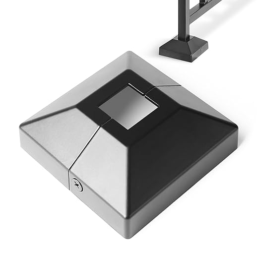 1.0"x1.0"（Actual: 1.0"x1.0"） Deck Post Base Cover Decorative Post Base Trim Skirt Black Aluminum 4Pack