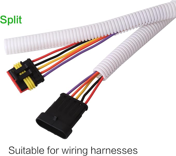 Alex Tech 100ft - 1/2 inch Split Wire Loom Tubing - White