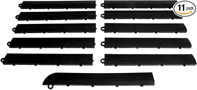 Big Floors Male Transition Edge Kit, Durable Interlocking Modular Garage Floor Edging, Compatible with RaceDeck, GarageTrac and GarageDeck Products, (11 Piece), Black