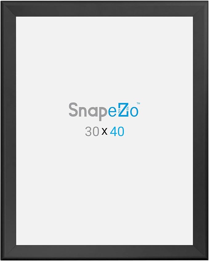SnapeZo Poster Frame 30x40 Inches, WIDE Black 1.7 Inch Aluminum, Front-Loading Snap Frame, Wall Mounting, Wide Series