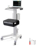 Yescom Medical Mobile Laptop Cart Rolling PC Stand Computer Workstation on Wheels with Handle 220 Lbs Capacity CPU Printer Power Strip Holder for Dentistry Clinic Lap Hospital White