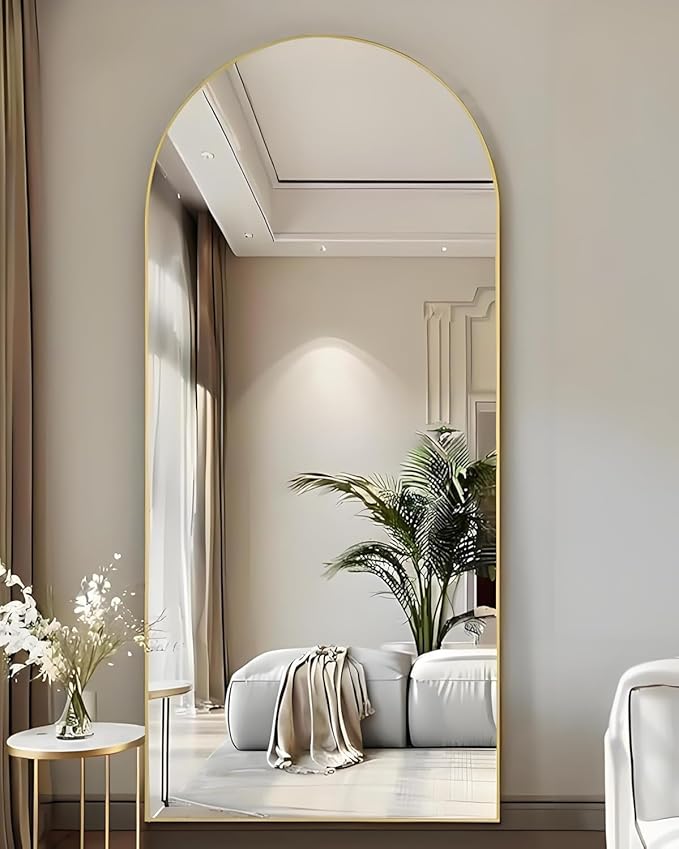 71"x32"Floor Mirror Full Length,Arched Full Length Mirror with Stand,Full Body Mirror,Hanging or Large Leaning for Bedroom Living Room Gold