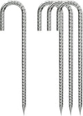 Rebar-Stakes-12-Inch, Ground Stakes Heavy Duty J-Hook Galvanized Anti-Rust Heavy Duty Ground Anchors for Garden Dog Fence Chicken Coop Christmas Decorations Deer Fence 4pcs