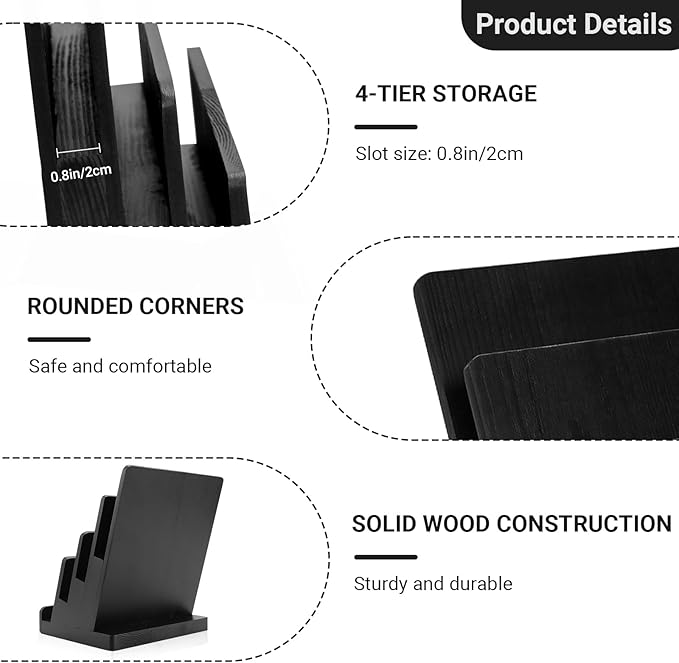 Black 8.5×11 Inch Magazine Display Stand 4-Tier For 6×9 inch Brochure Pamphlet Flyer Menu Holder Countertop Display Stand Literature Organizer For Office Home