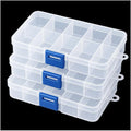 3pcs Clear Storage Small Parts Organizer Box Storage Bin With Dividers Multi Compartment for Beads Art DIY Tackle Box Organizer (10 - compartment in length)