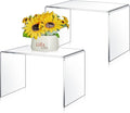 2 Pcs 9 x 6 x 6 Inch Large Acrylic Risers Display Stands 5 mm Thick Acrylic Shelf Riser Showcase for Collectibles Jewelry Cupcakes Food Figures Perfume Cabinet (Clear)