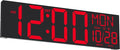 JALL 29.8" Large Digital Wall Mount Clock with Remote Control, Alarm, Big LED, Countdown, Auto DST, Temperature for Living Room Classroom Desk, Red Font