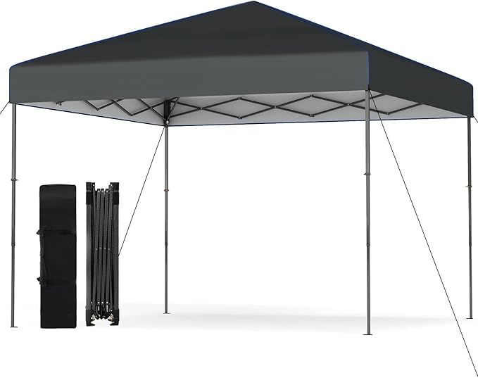 Tangkula 10x10 FT Pop Up Canopy, UPF50+ Portable Outdoor Tent with 8 Stakes, 4 Wind Ropes, Carrying Bag, Foldable Canopy Tent for Beach Party Event Camping