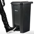27 Gallon Step-On Trash Can/Container, Black Plastic Dustbin with Lid and Foot Pedal, Hands-Free Disposal