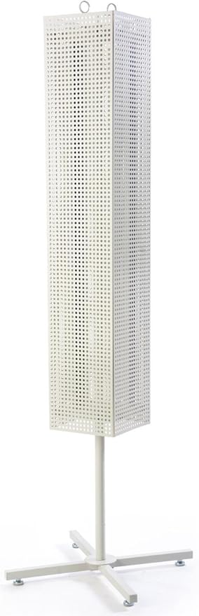 Floor Pegboard Spinner Rack, Magnetic, 68"H (White Steel)