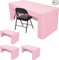 HolidayIdeas Open Back Fitted Tableclothss for 8 Foot Rectangle Table, Wrinkle Resistant Washable Table Covers 96x30 Inch for Craft Fairs, Banquets, Trade Show Display, Pink,4 Pcs