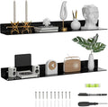 36 Inches Acrylic Long Wall Shelf Set of 2, Black Wall Mounted Acrylic Bathroom Storage Shelves Display Organizer, Floating Shelf for Bottle Oragnizer, Spice, Wine, Toys, Controller, Cup