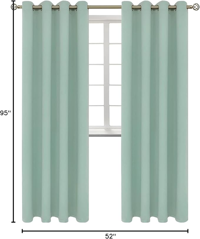 BGment Blackout Curtains - Grommet Thermal Insulated Room Darkening Bedroom and Living Room Curtains, Set of 2 Panels (52 x 95 Inch, Frosty Green)