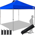 Eurmax USA NOMATTER ONE-Person Open&Close 10x10ft Pop Up Canopy Tent，Portable Shelter Canopy for Outdoor Events，Instant Canopies, Temporary Sunshade,Bonus 4 Sand Bags(Blue)
