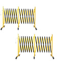 23FT Traffic Barricade with Casters, Metal Expandable Barricade, Folding Security Gate, Retractable Fence Outdoor Barricade Fence for Construction Area, Traffic Control(2pc)