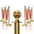 6PCS Gold Stanchions Posts with 4PCS 5 ft Red Velvet Rope, Red Velvet Rope Stanchion Set Crowd Control Barriers, Stanchions and Velvet Ropes Red Carpet Poles for Party Supplies
