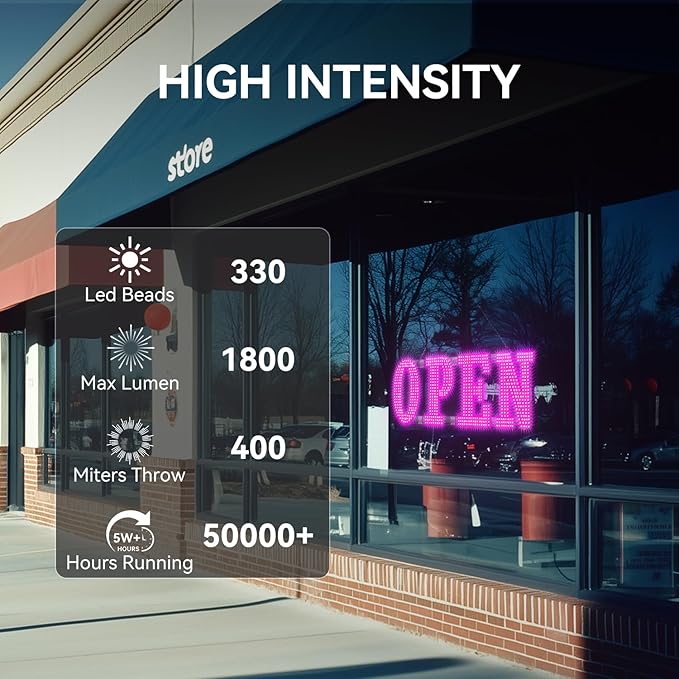 30" x 10" Large LED Open Signs with Remote Control 14 Modes Dimmable Open Sign for Business Window Stores Retail and Restaurant Pink