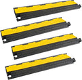 Cable Protector Ramp 4 Packs - 2 Channels Driveway Hose Protector with 39000 LBS Capacity Rubber Modular Cable Ramp for Garden Hose Wire Cord, Drive Over Cover Protector