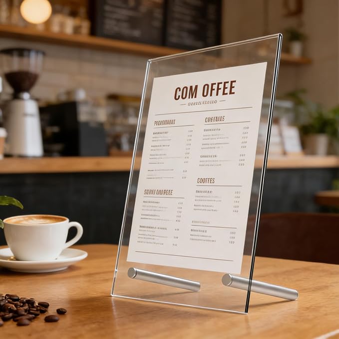 L-Shaped Acrylic Sign Holder – Shatterproof Clear Display Stand for Menu, Flyer, or Certificate Display – Impact-Resistant Acrylic Table Sign Frame (8.5x11 inch 6pack)