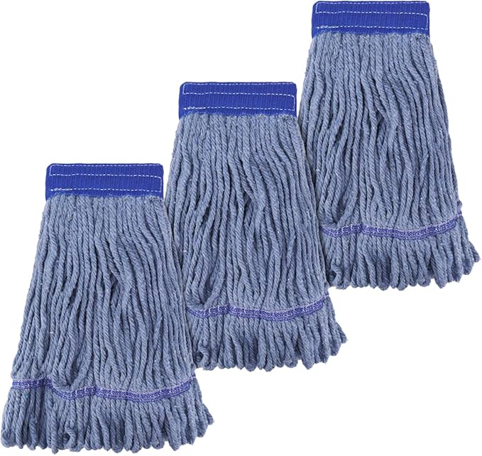 Commercial Heavy Duty Mop Heads Replacement for Rubbermaid: 3 Packs Industrial Wet Mop Head for Floor Cleaning - Cotton Commercial Products Wet Refills