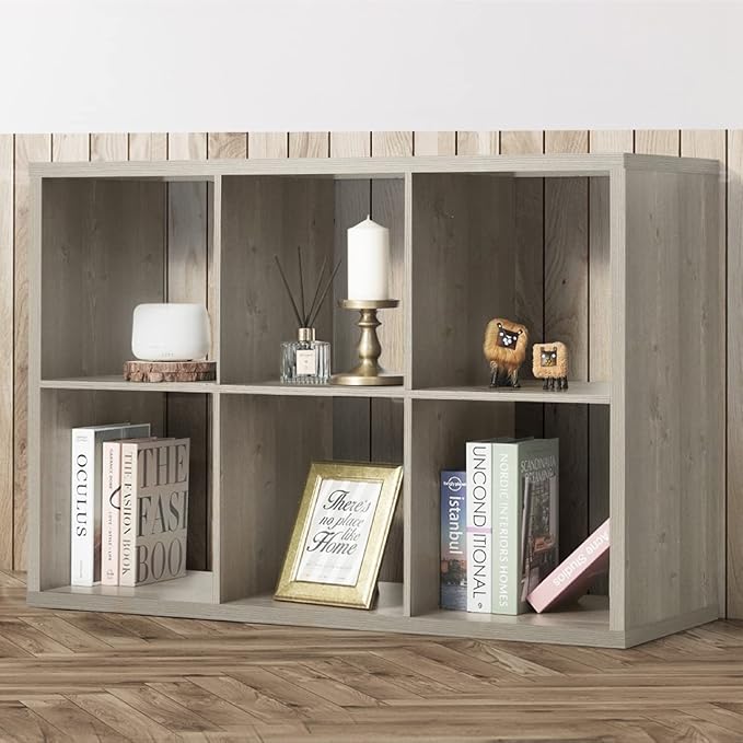 Fencer Wire 13-Inch Cube Storage Organizer Shelf, with Extra Thick Exterior Edge, Room Open Storage Shelf Divider, Bookcase, 6-Cube / 8-Cube / 9-Cube, Colors Available in Rustic Grey Oak and White
