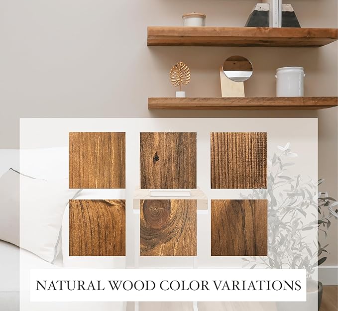 Urbandi Modern Floating Shelves 3 Inches Thick for Wall, Wide Shelves for Kitchen, Living Room, Bedroom, and Bathroom, Natural Pine Wood, Rustic Wooden Shelf, (Set of 2) (Provincial, 60Lx3Hx8D)