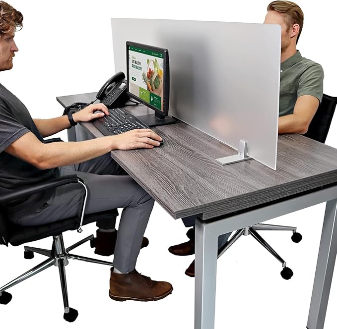 OBEX Acrylic Free Standing Screen, Divider for Desk Privacy Home & Office Partitions for Table Top Workstation, Portable Cubicle Panel for Work, 12" x 72", Frosted