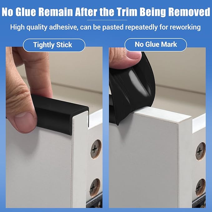 Big Size Rubber Edge Trim, 2-1/2 inches Self-Adhesive U Channel Edge Protector for Woods, Flexible U Shaped Peel and Stick Edge Banding, Edge Guard, Fit 2.5"(63mm), 20Ft, Black