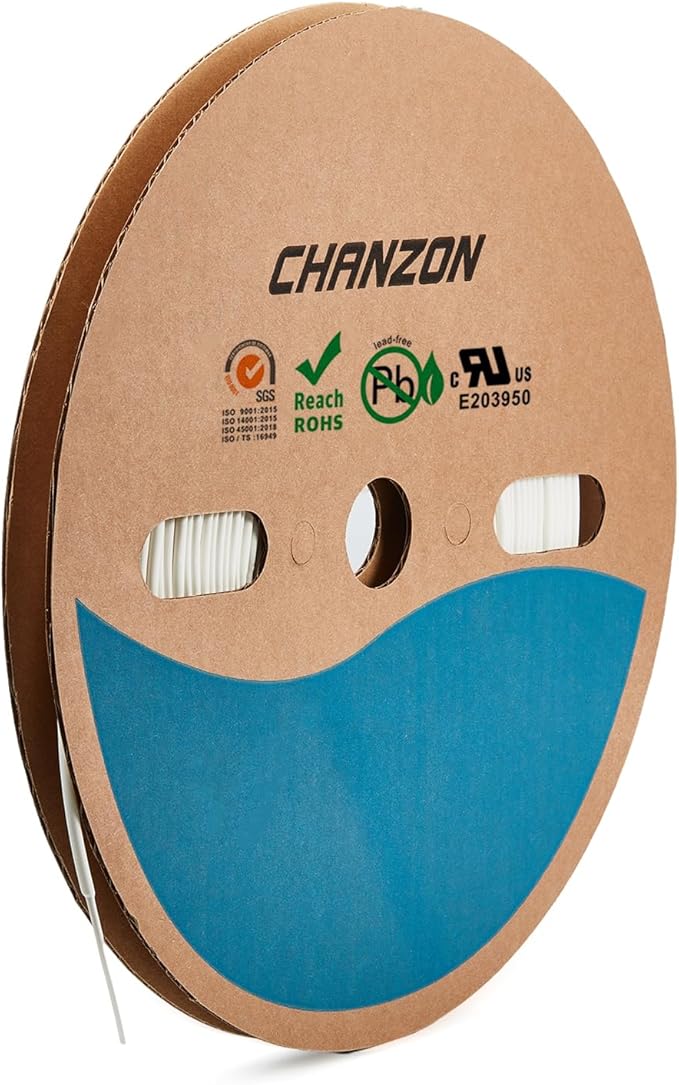 Chanzon 2:1 Ratio - 80Ft Roll - 1/8" (3mm) Heat Shrink Tubing 2:1(25M Total Length) White Polyolefin Sleeving Wrap Shrinking 2 to 1 1pcs