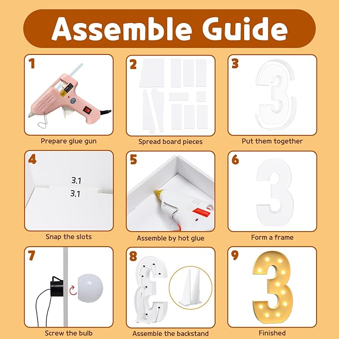 imprsv 4FT Light Up Numbers & Letters, Marquee Numbers for 30th Birthday & Anniversary Party Decor, Pre-Cut Foam Board Kit