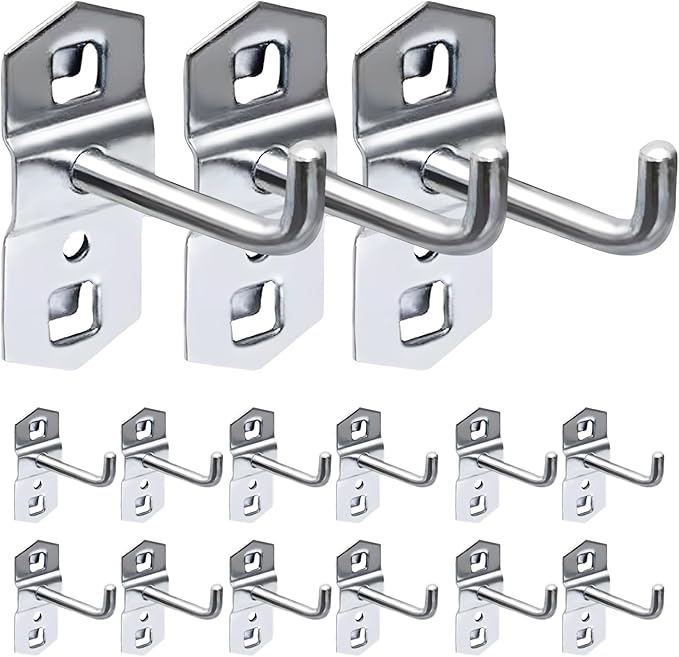 Pegboard Hooks 15 Pack, Square Hole Tool Storage Hangers, Metal Garage Organization Hooks, Heavy Duty Shelf Board Pegs for Workshop Wall Mount System