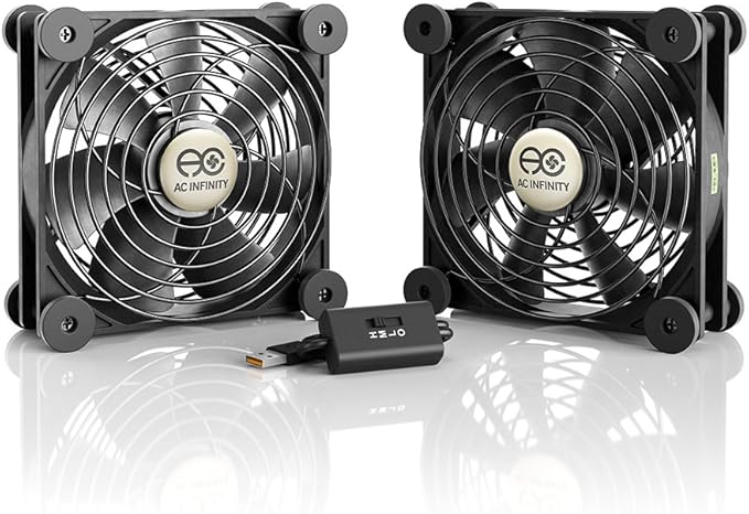 AC Infinity MULTIFAN S7, Quiet Dual 120mm USB Fan, UL-Certified for Receiver DVR PlayStation Xbox Computer Cabinet Cooling
