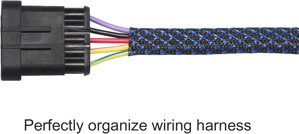 PET Expandable Braided Sleeving 100Ft-1 inch Wire Loom, Aibole Cable Sleeve Wrap,Black&Blue Blackblue
