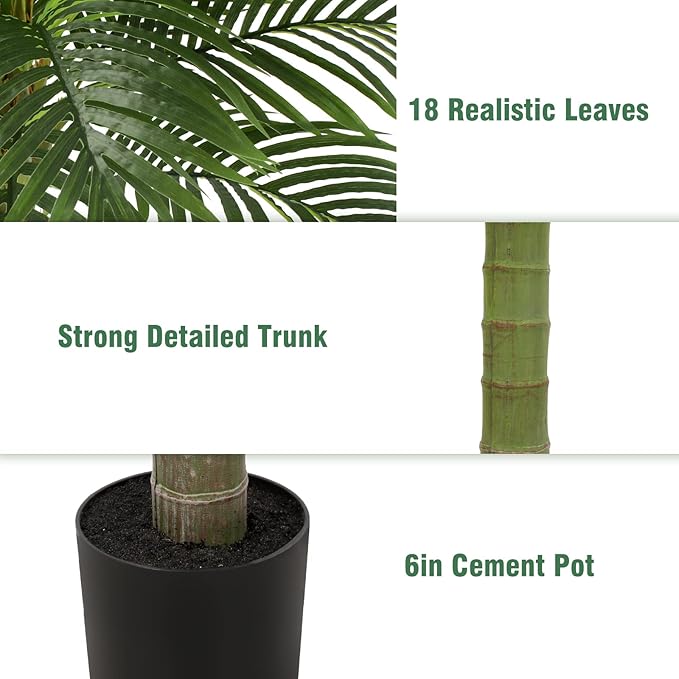 Palm Tree Artificial Tropical Plant 6FT Tall Faux Plants Indoor Fake Floor Plants Decorative Palm Tree House Large Office Plant Artificial Palm Trees for Home Decor…