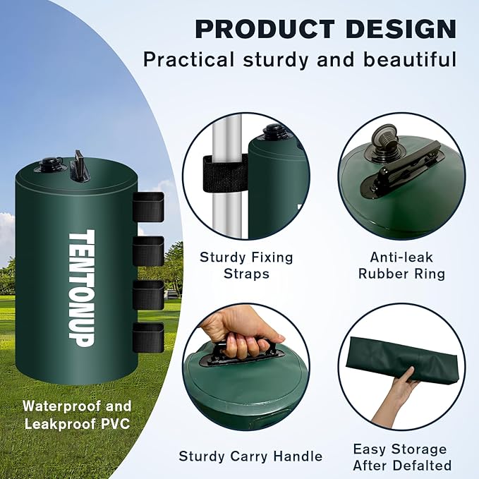 Canopy Water Weight Bags, 220 LBS Heavy Duty Canopy Weights Set of 4, Tent & Gazebo Leg Weights for Pop Up Canopy, Carport, Outdoor Event, Green
