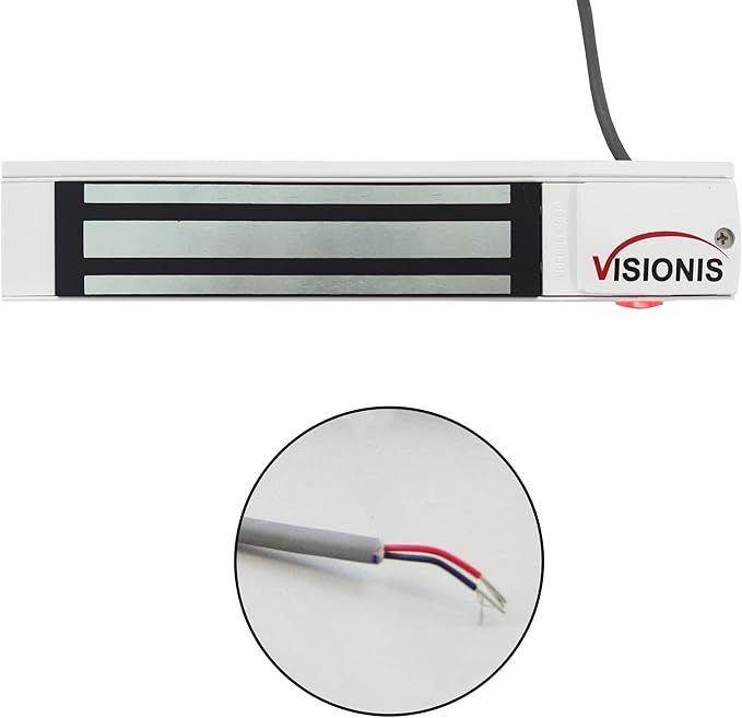 Visionis VS-VISML300LED-WH Indoor 300lbs White Electromagnetic Lock with LED Sensor for Door Access Control