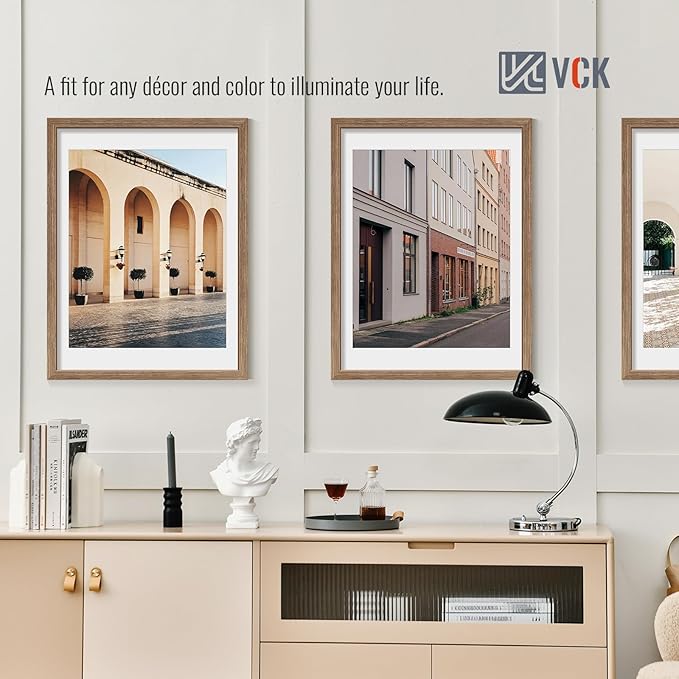 VCK 18x24 Poster Frame 5 Pack - Walnut, High-End Wood Picture Frames with Polished Plexiglass, Display 16x20 Photo with Mat or 18x24 without Mat, Art Gallery-Quality, Wall Hanging, Walnut
