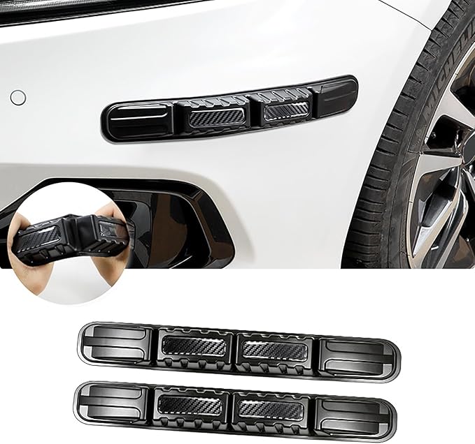 Anti-Collision Patch Car Bumper Protector Trim Universal Anti-Scratch Strip for Front and Rear Bumpersper (Black Carbon Fiber Pattern, 2-Pack)