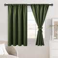 JIUZHEN Christmas Blackout Curtains for Bedroom - Thermal Insulated Room Darkening Rod Pocket Curtains for Living Room, Set of 2 Panels with Tiebacks, 38 x 45 Inch Length, Olive Green