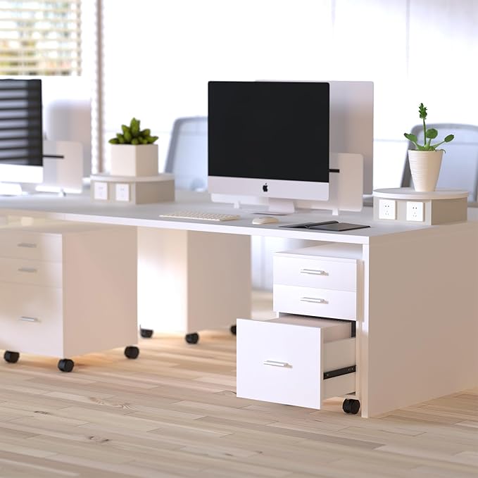 3 Drawer Mobile File Cabinet on Wheels,White fully assembled Rolling Storage Organizer for Letter/A4 Files, Ideal for Office, Home, Classroom Organization,Printer Stand,19" L x 16" W x 22" H